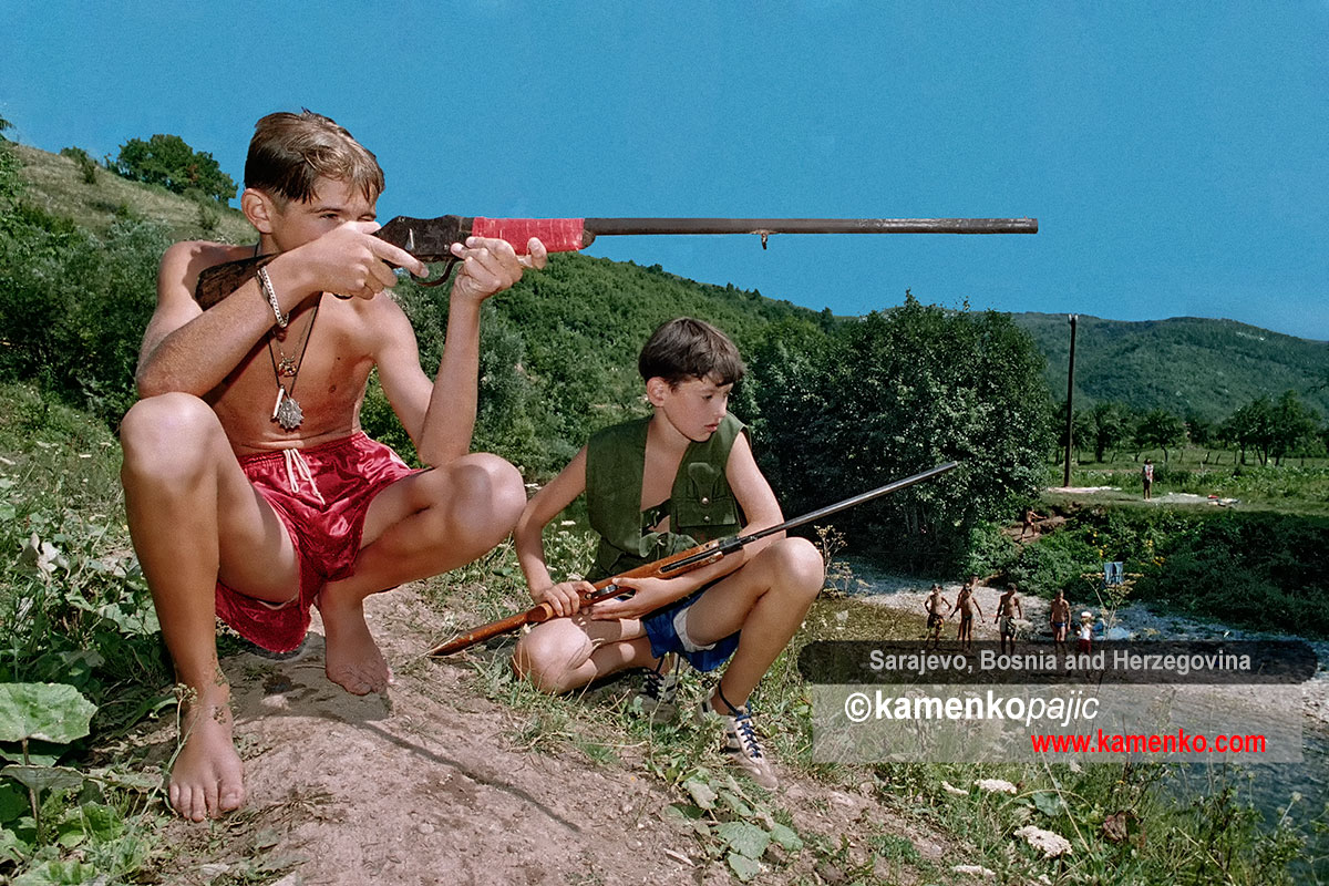 Bosnian Serb children play war games