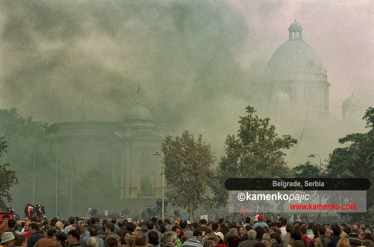 Parliament building engulfed in smoke